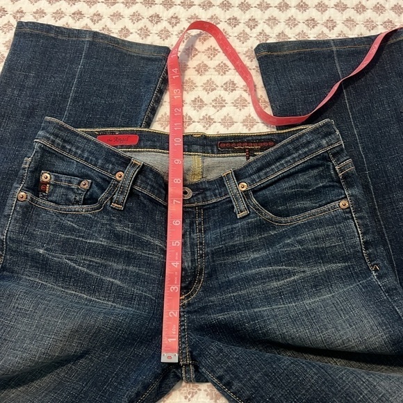 AG Adriano Goldschmied Angel Bootcut Stretch Distressed Jeans Dark Blue Size 27 - Picture 12 of 14
